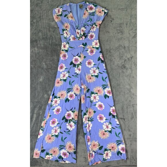 Taylor Pants - Taylor Jumpsuit Romper Blue Floral Sleeveless Size 2 Tropical Casual